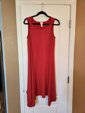 Chico's Sleeveless Midi Dress Handkerchief Hem Orange Size 1 Medium